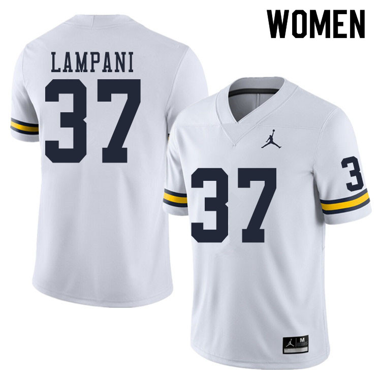 Women #37 Jonathan Lampani Michigan Wolverines College Football Jerseys Sale-White